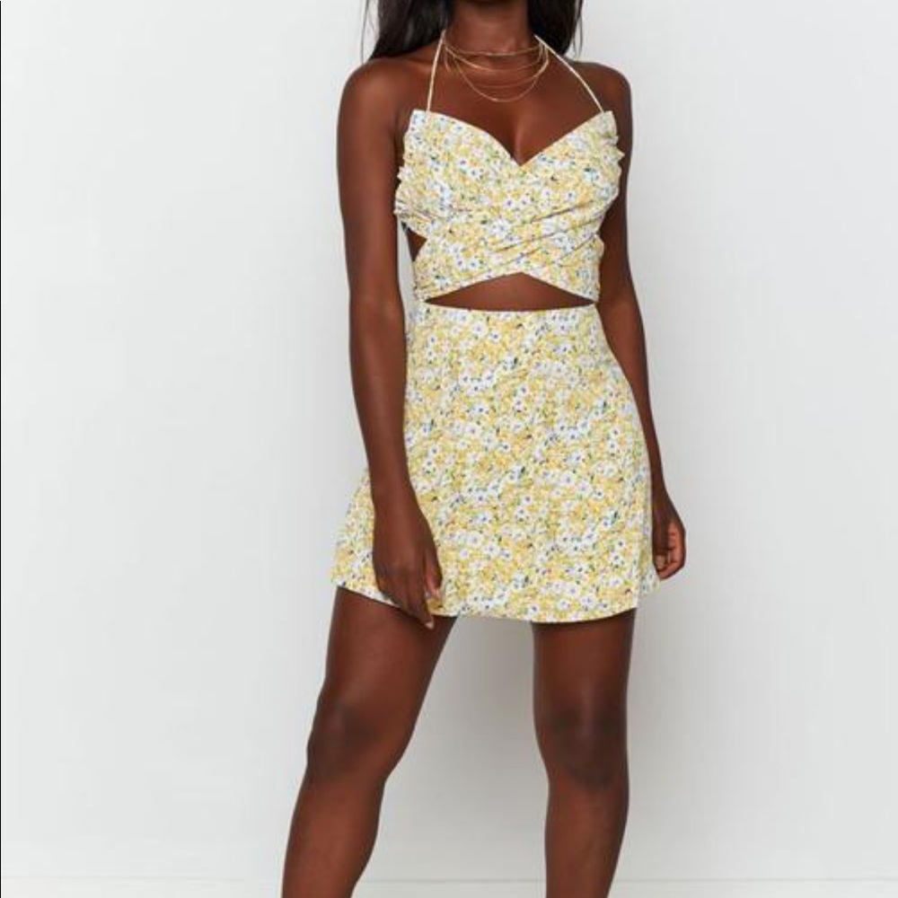 beginning boutique yellow floral dress